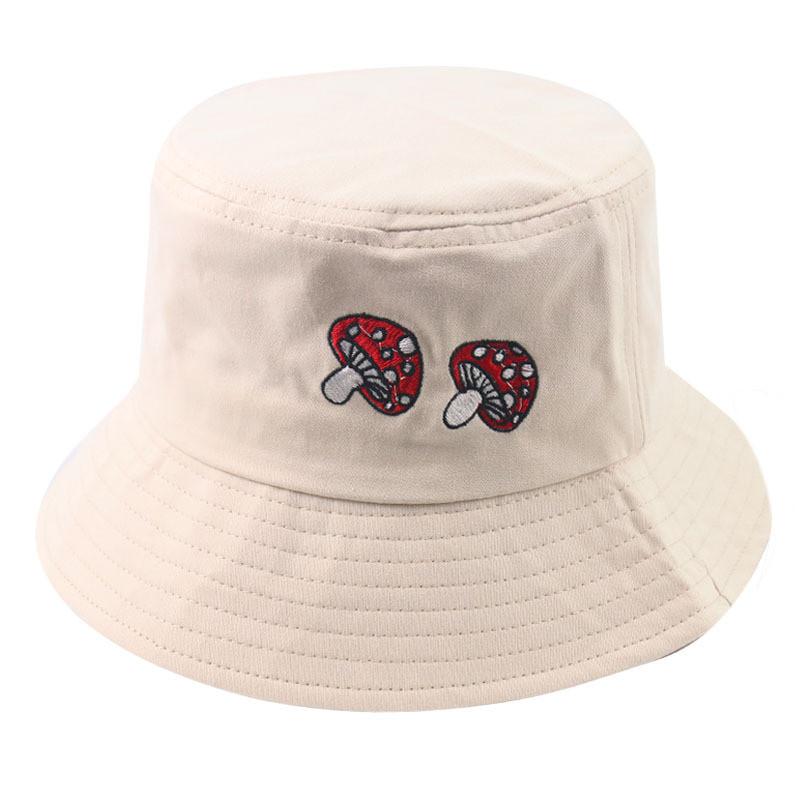 Fashionable Mushroom Embroidered Fisherman Hat For Men And Women In Spring