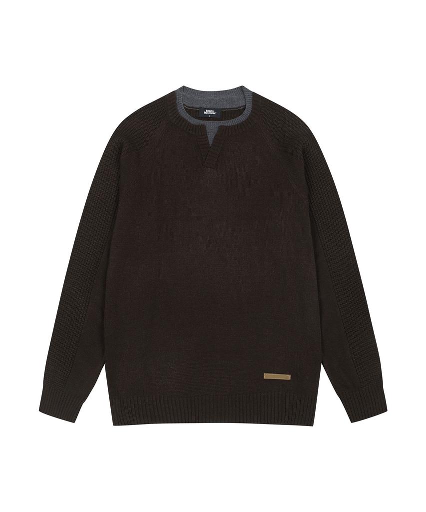 SPORTS ILLUSTRATED Double Collar Round Knit (Dark Brown)