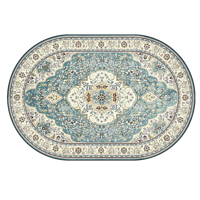 Persian Ethnic Style Carpet Decoration Living Room Oval Lint-free Non-slip Sofa Rug Bedroom Bedside Easy Clean Foot Mat Washable