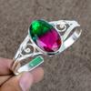 Bi-Color Tourmaline Gemstone 925 Sterling Silver Cuff Bangle Adjustable KKG-242