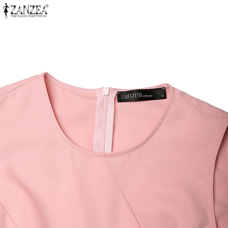 ZANZEA Women Casual Round Neck Summer Sleeveless Dress