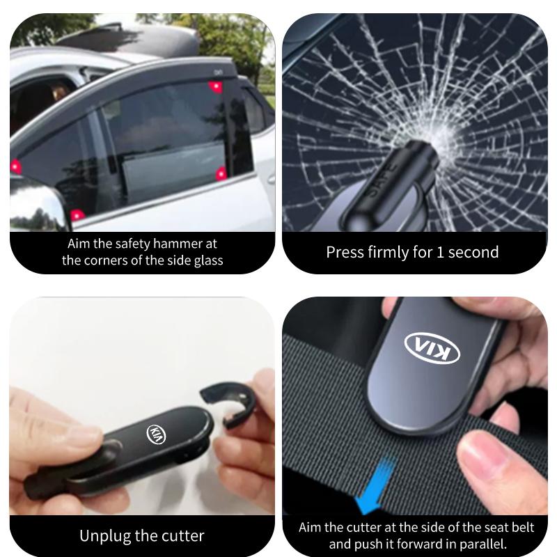 CKWQ4 Car Logo Mini Emergency Glass Window Breaker Safety Hammer Escape Tool For KIA Ceed Sportage Rio K5 K2 Optima Cerato Proceed