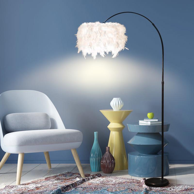 Modern Minimalist LED Feather Floor Lamp for Living Room, Study, Bedroom, and Bedside