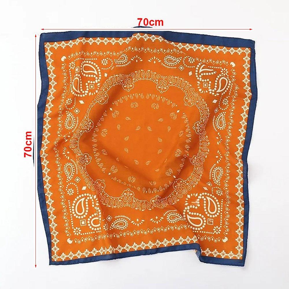 1Pcs Chiffon Cotton Linen Square Scarf Breathable 70x70cm Hair Neckerchief Vintage Printing Thin Handkerchief Hairscarf