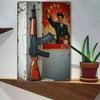 1PC 2D Flat  True Man's Toys  8*12inch Metal Sign Retro AK47 Rifle with Soviet Poster Wall Art