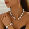 European and American Jewelry Retro Imitation Pearl Baroque Necklace Bracelet Set, Versatile High-end Earrings