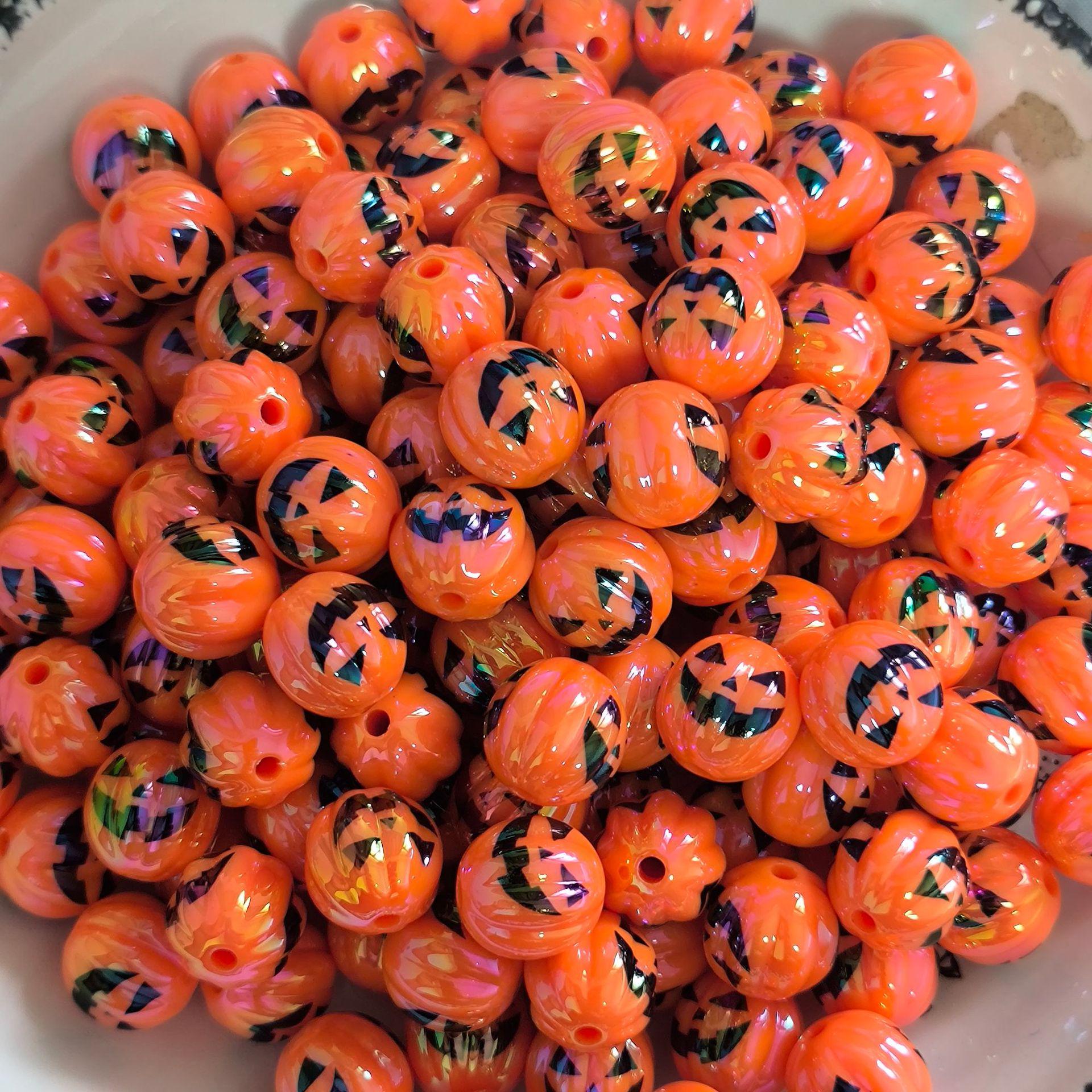 Halloween Pumpkin Acrylic Beads for DIY Stringing