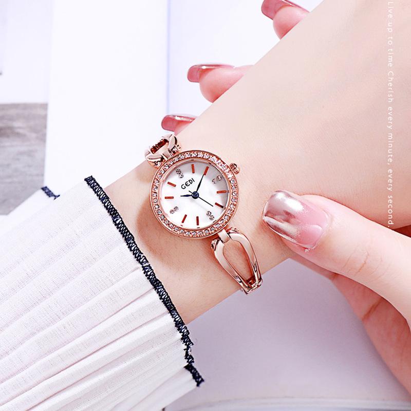 Light Luxury Diamond-Encrusted Student Watch Versatile Fashion Waterproof Alloy Watch Women'S Bracelet Quartz Watch