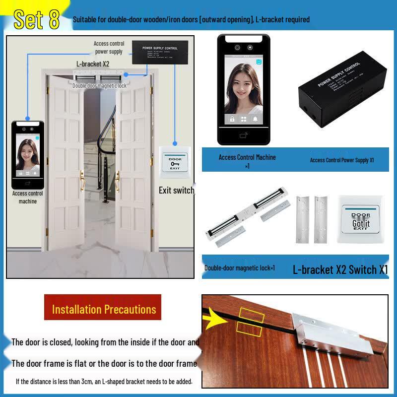

Waterproof Face Recognition Access Control System with Magnetic Lock CN plug (adapter included)