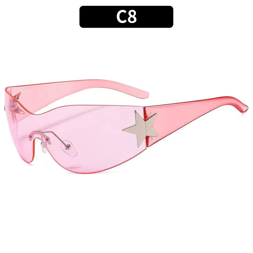 

Rimless Y2K Sunglasses Trendy Wrap Around Sunglasses Punk One Piece Goggles Oversized Sports Sun Glasses Fashion Eyewear