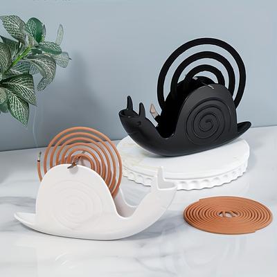Snail-shaped Fireproof Mosquito Coil Holder - Large Capacity Portable Incense Burner for Home and Office Decor, with Ash Collection Tray - Available