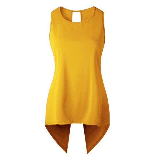 

Женский сплошной цвет без рукавов, нерегулярный жилет с перекрестной спиной, майка XXL жёлтый