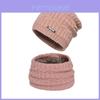 Conjunto de Chapéu e Cachecol de Tricô Para Inverno ao Ar Livre Com Forro de Pelúcia e Características à Prova de Vento Para Homens e Mulheres