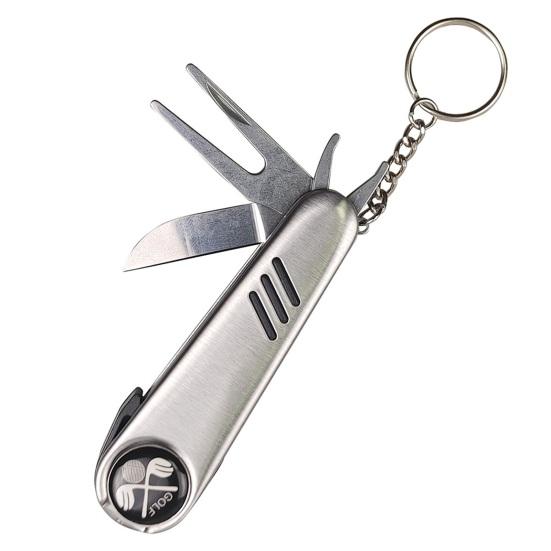 Yousheng 6-in-1 Multifunctional Golf Tool, Stainless Steel Keychain with Ball Marker, Divot Tool, Cutter, Wrench, Brush, Score Pen, Golf Accessories
