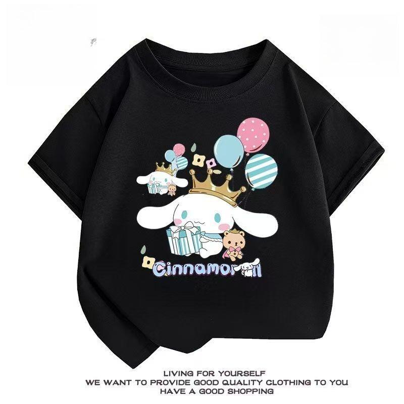 

Sanrios 2026 Summer New Design Cinnamoroll Graffiti Cartoon Print Pure Cotton Breathable Childrens ShortSleeved TShirt S
