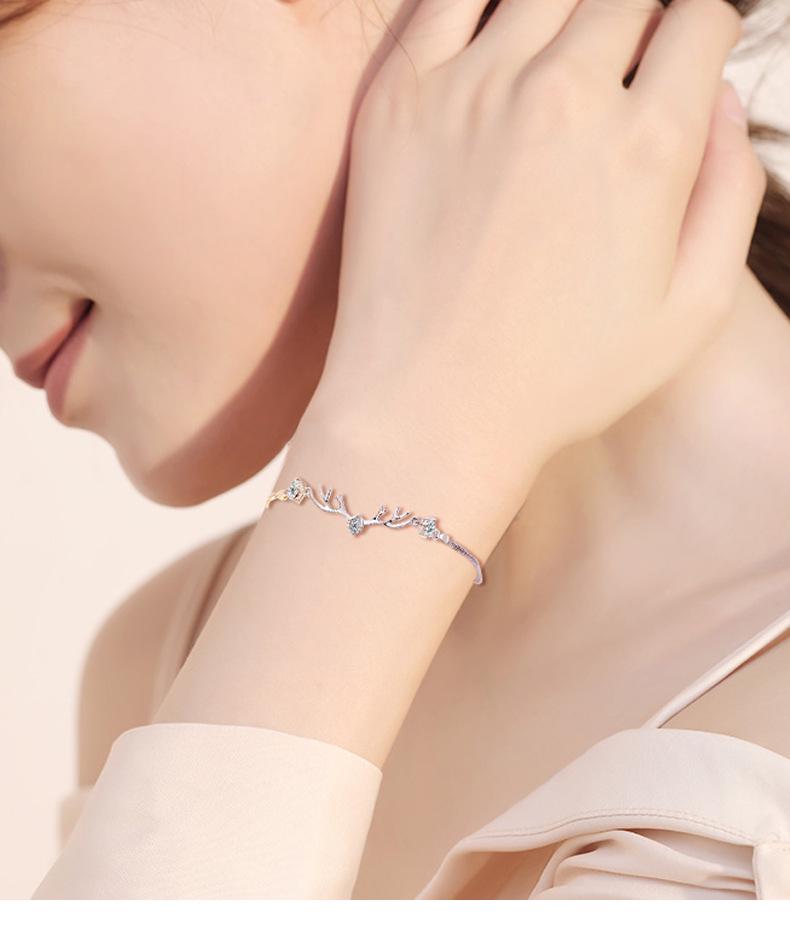 Women's High-End 'I Have You' Sterling Silver Reindeer Bracelet - Niche Design, Versatile Holiday Jewelry