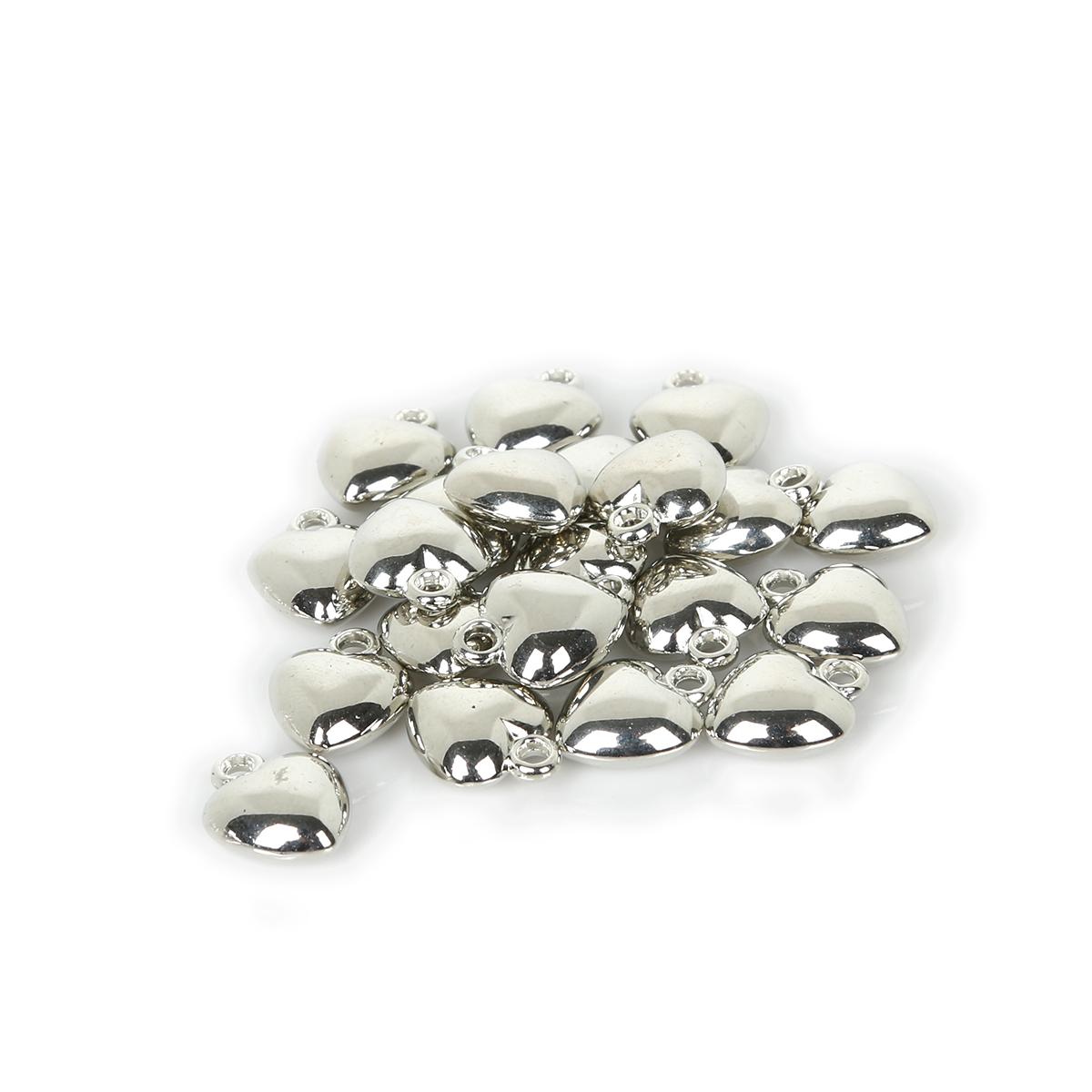 

30/50 шт., пластиковый кулон CCB с родиевым/золотым покрытием в форме сердца для изготовления ювелирных изделий своими руками 11x14x6mm 50pcs серебряный