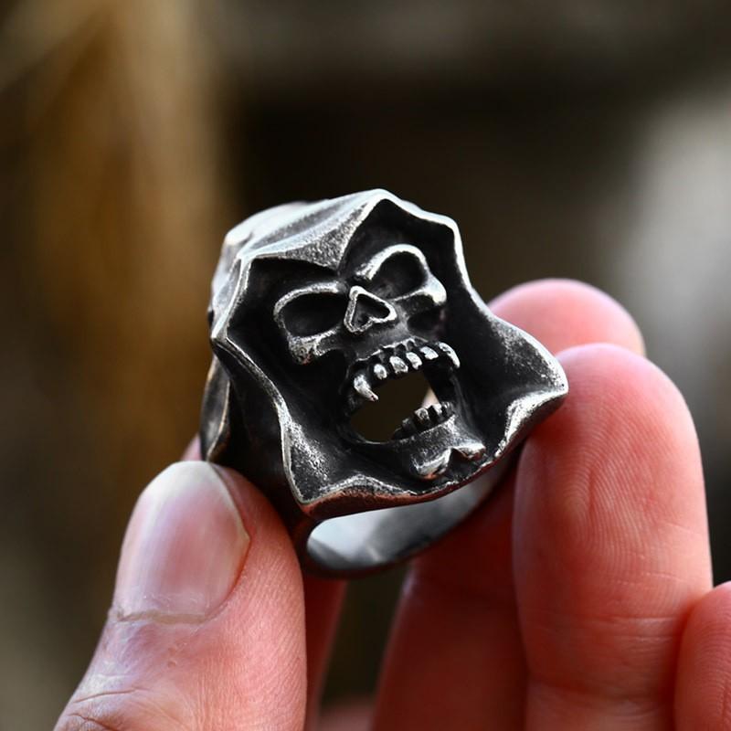 Gothic Skull Open Adjustable Ring Men Women Vintage Punk Statement Jewelry Plated