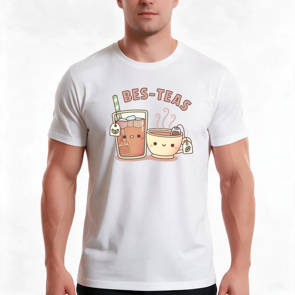 Cute Iced And Hot Teas Bes Teas Besties TShirt Summer Casual Cotton Tee Oversized Streetwear Tops Vintage Graphic Print