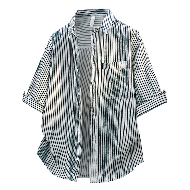 

Men s Spring and Autumn Short sleeved Shirt, Men s Casual Loose Shirt XL зелений