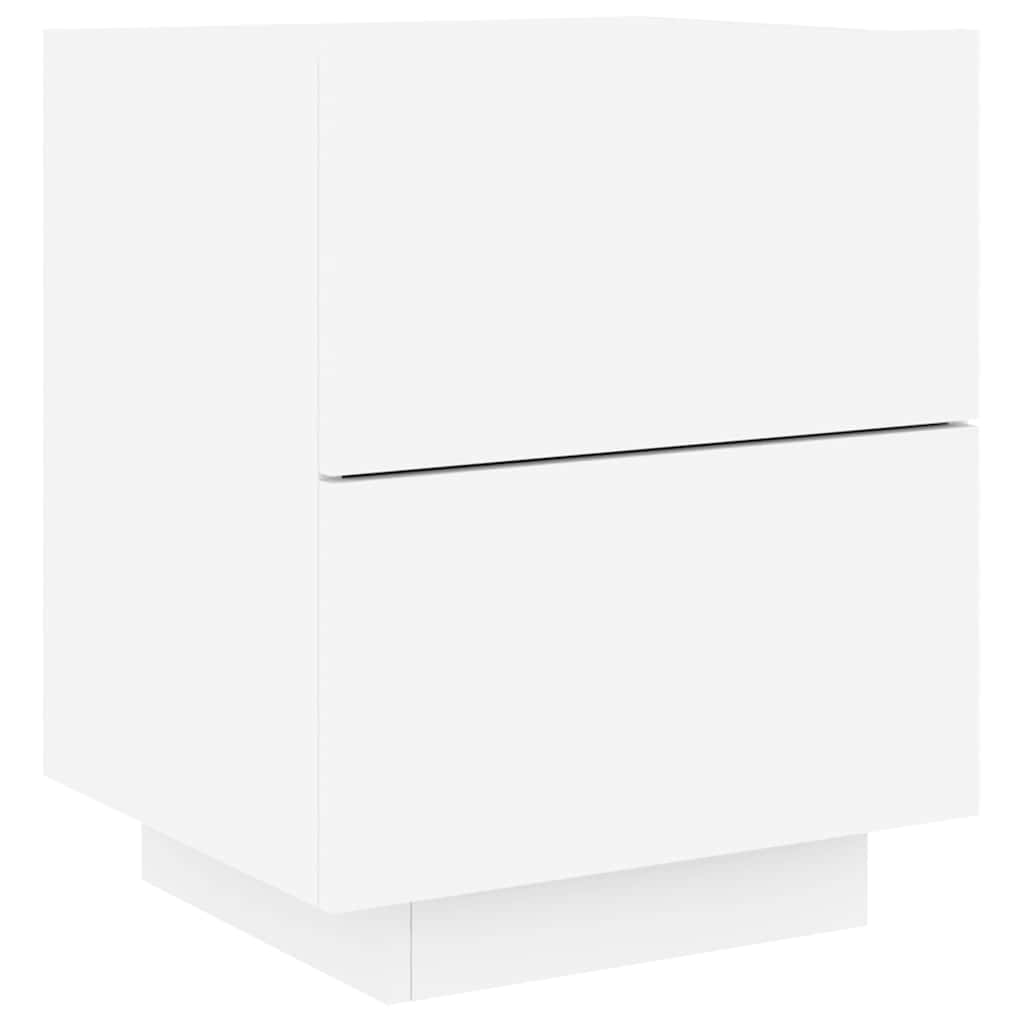 LED Nightstand, White, Wood-Based Material