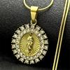 Luxury Rhinestones Virgin Mary Necklace for Women Men Stainless Steel Gold Color Catholic Guadalupe Chain Necklace Jewelry Gift