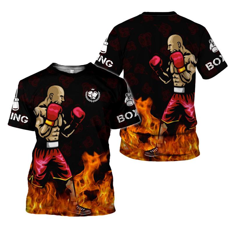 Moda 3d Impresso Boxe T Camisa Das Mulheres Dos Homens Legal Esportes Boxe Camiseta Solta Manga Curta Topos Tripulação Pescoço Oversized Camiseta