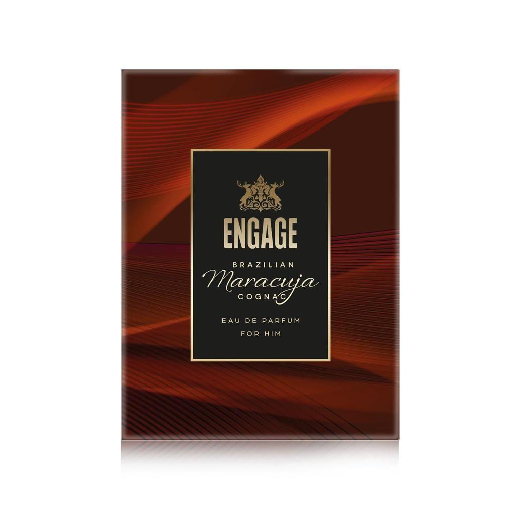 Engage Brazilian Maracuja Cognac Eau De Parfum for Men , Long Lasting Perfume for Man, Amber, Leather & Oud Fragrance Scents, Luxury Perfume for Man