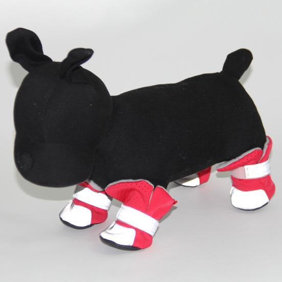 4Pcs Reflective Dog Puppy Shoes Pomeranian Teddy Bichon Soft-soled Pet Boots