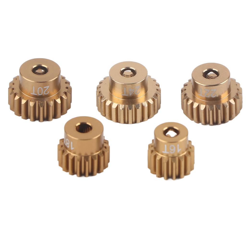 5PCS 7075 Aluminum Alloy 48P Pinion Gear Set Motor Gears Kit for 110 RC Car (16T?24T)
