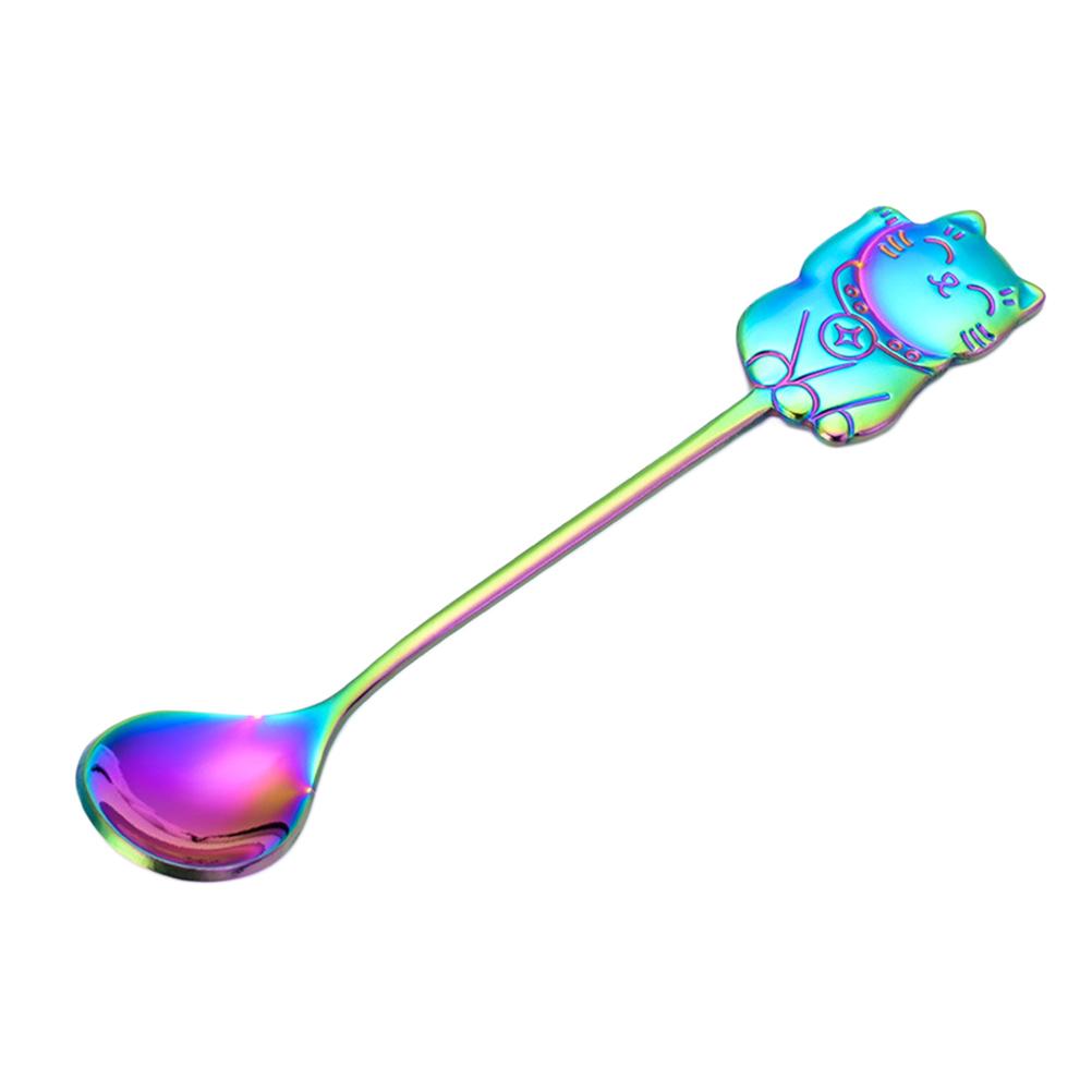 Luck Cat Coffee Stirring Spoon 304 Stainless Steel Colorful Creative Dessert Spoon For Tea Cappuccino Espresso Sugar