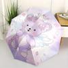 1pc Purple Bear Pattern Automatic 3-Fold Umbrella, 8 Iron Frames, High-Value Folding Umbrella, Suitable for Office, Travel and Outdoor Adventure.G086