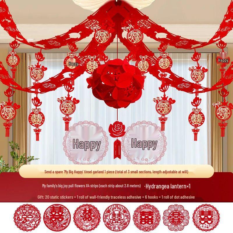 Complete Wedding Decoration Set: Bride's Room, Groom's New Home & Living Room Ceiling