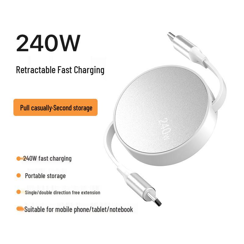 Retractable Dual-Head Fast Charging Cable for Apple & Huawei with Custom Logo