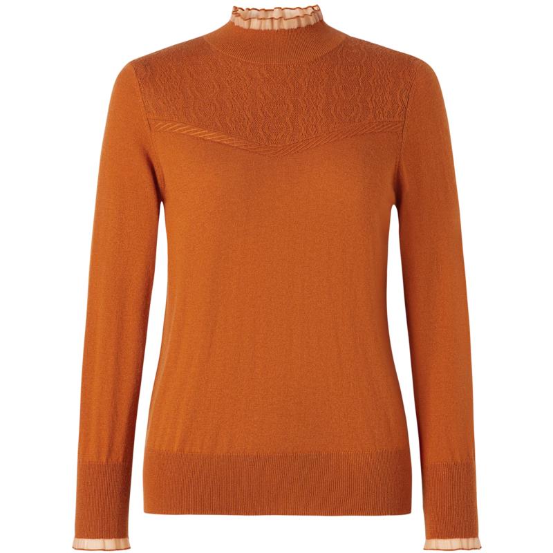 

Jiuzi Anna Kou Women s Elegant Ruffle Trim Wool Blend Knit Sweater L