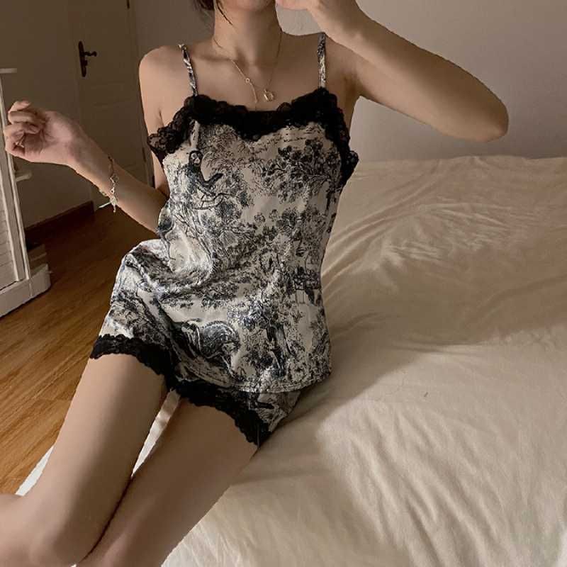 

Кружевной ночной комплект с подвязками, пижама, кружевной ночной комбинезон, пижамный костюм 2 L