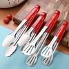 Red Silicone Stainless Steel Anti-Slip BBQ Tongs – Anti-Scald Kitchen Tongs for Bread and Food