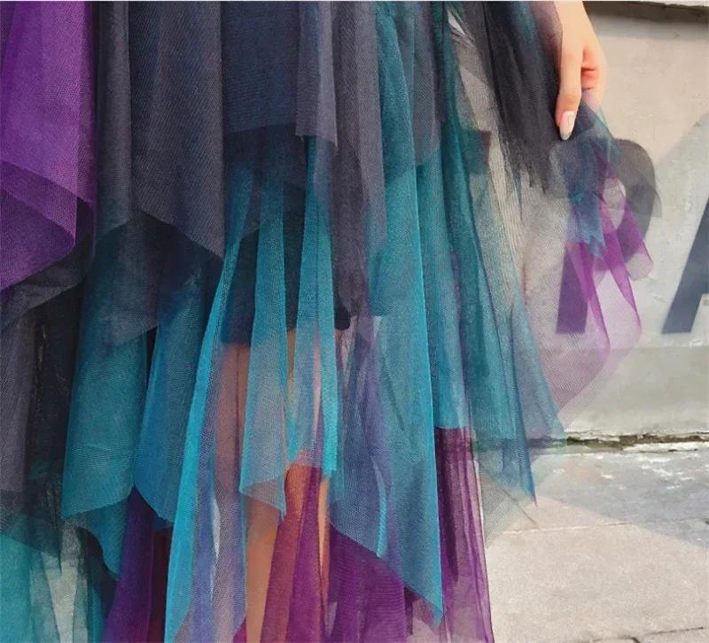 Sommer Damenrock Harajuku Casual Tüll Unterteil Mode Hohe Taille Midi Mesh Röcke Damenbekleidung