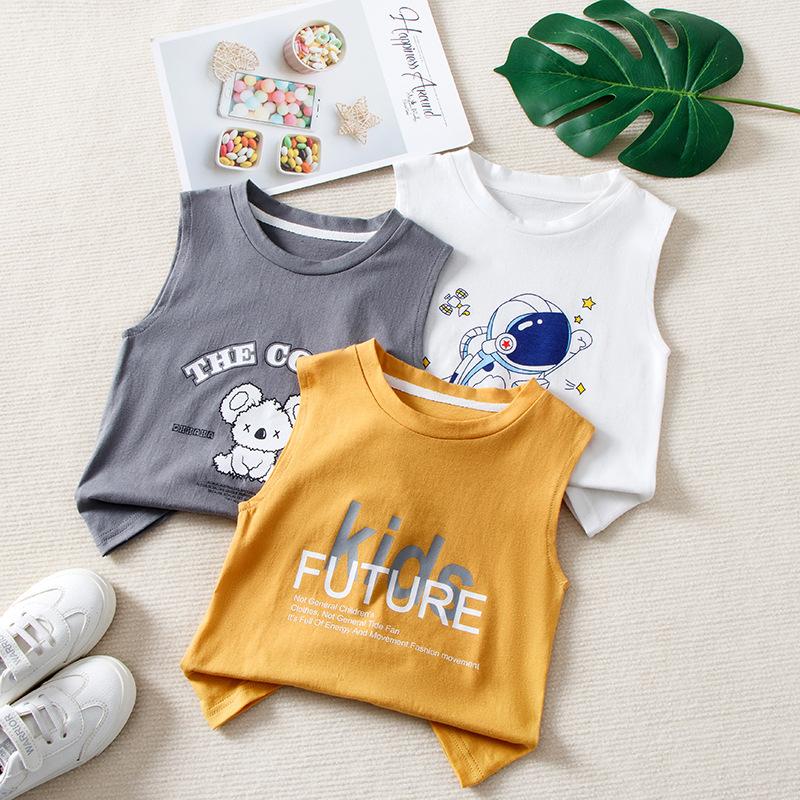 

Впитывающая футболка без рукавов из чистого хлопка с круглым вырезом для мальчиков и девочек