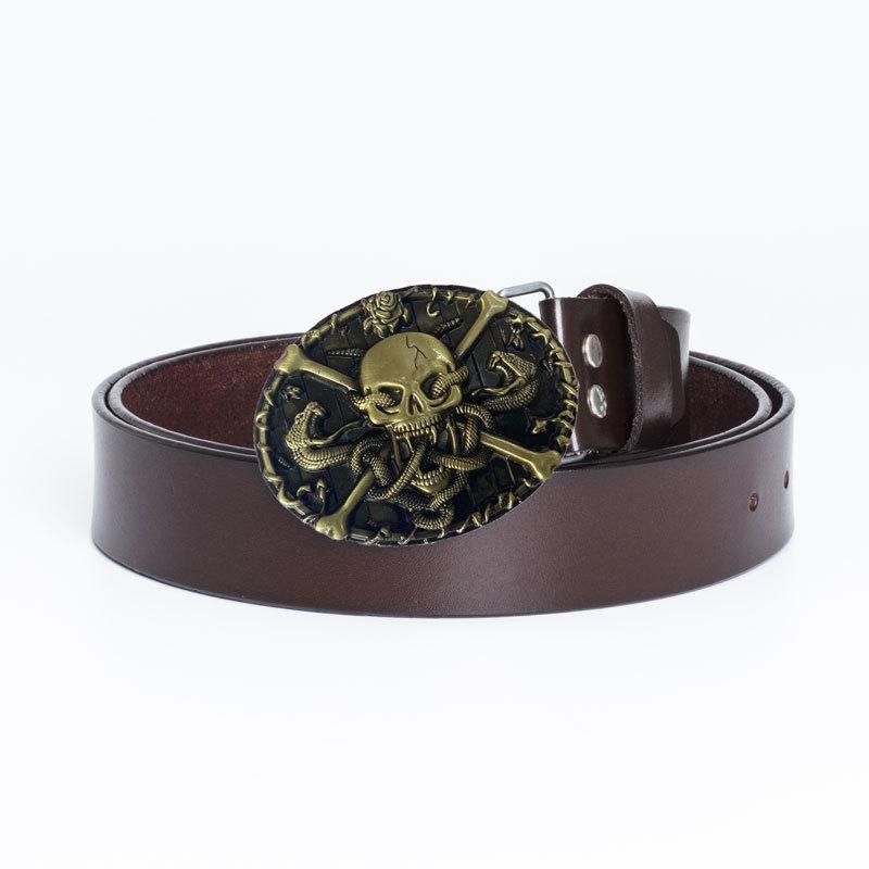 Men's Trendy Casual Cowhide Leather Belt with Alloy Smooth Buckle