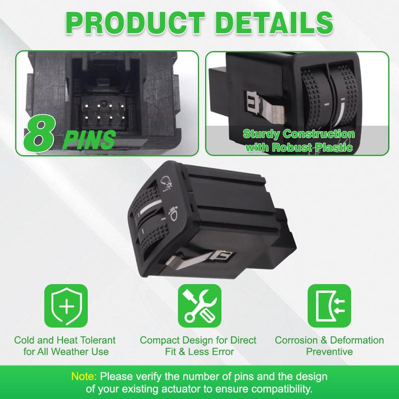 5ND941333 trument Panel Dimmer Switch 8 P Dashboard Headlight Dimmer Height Adjustment Brightness Switch