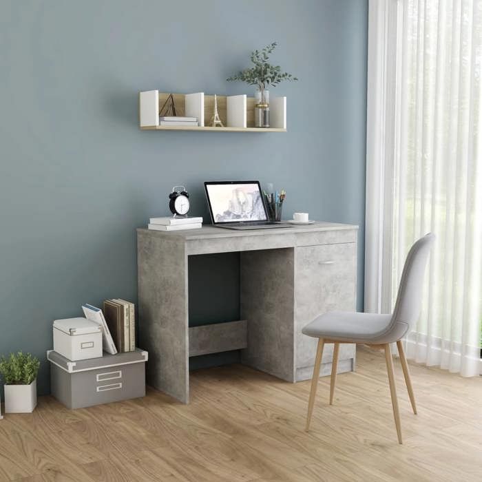 VidaXL Desk Concrete Grey 100x50x76 Cm Engineered Wood