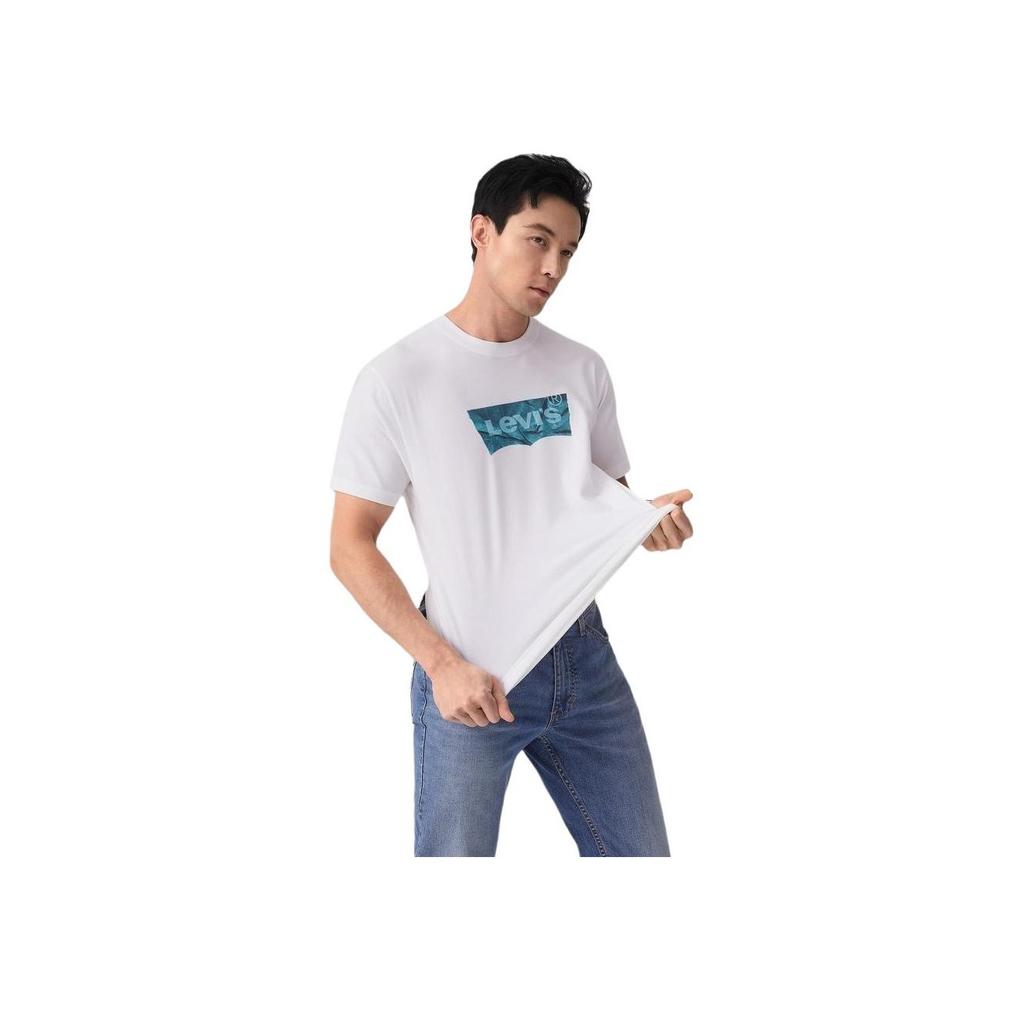 Levis Comfortable Casual Logo Print Round Neck Short Sleeve T-Shirt Men T-Shirts White 001AM-0004