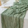 2 Pcs Table Runner Boho Cheese Cloth Cheesecloth Table Runner 90x300cm for Wedding Party Bridal Baby Shower Birthday Table Decorations