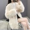 New fur coat women's imitation fox hair long-sleeved medium and long thin V-neck foreign hair coat