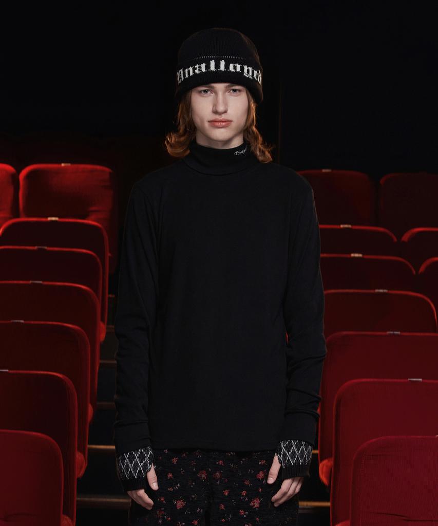 UNALLOYED Turtleneck Knit T-Shirt / Black