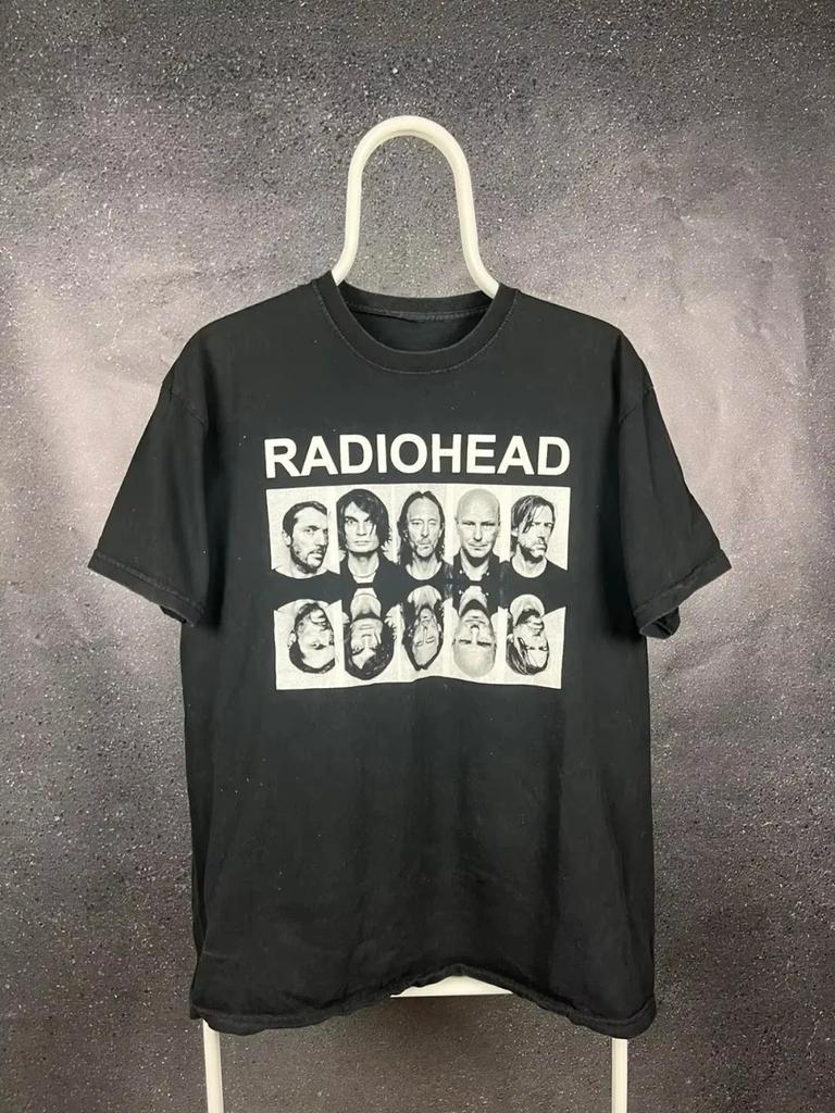 Rock Radiohead Kid A's Album Tour Concert Rare T-shirts Oversized Black White Navy Blue Men Women Casual Printed Short-sleeved