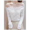 One-line Collar Lace Top High-end Fashionable Sexy Collarbone-exposed One-shoulder Bottoming Top for Women
