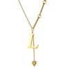 Initial Letter Necklace Gold Plated Stainless Steel Puffy Heart Pendant A-Z Alphabet Lariat Y Choker Waterproof