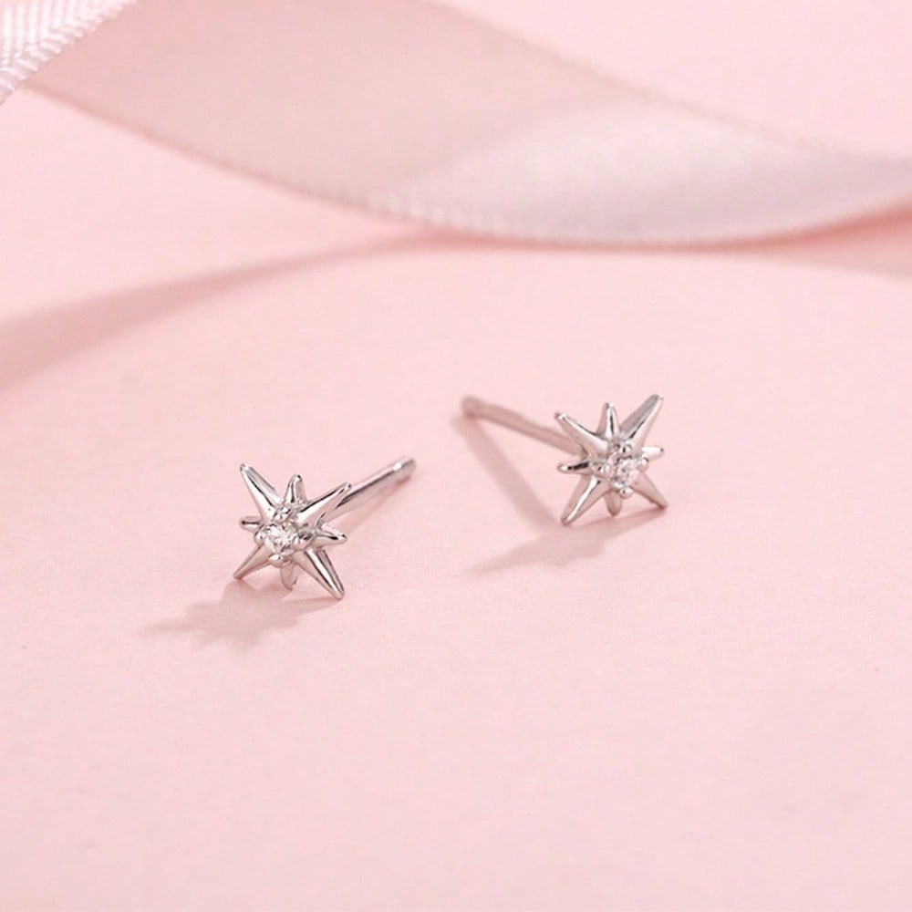 Zircon Octagram Stud Earrings